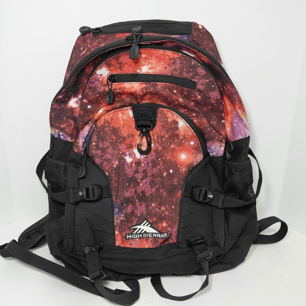 High Sierra Large Backpack School Office Hiking Purple Orange Suspension Strap